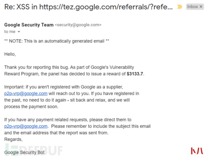 发现Google Tez的XSS漏洞（$3133.7）