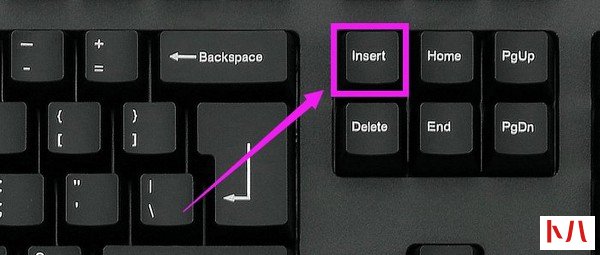 方法一：键盘取消改写模式！
